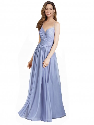 Billigste A-Linien Chiffon Spitze Lange Brautjungfernkleider