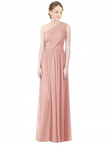 Billigste A-Linien Eine-Schulter Chiffon Lange Brautjungfernkleider