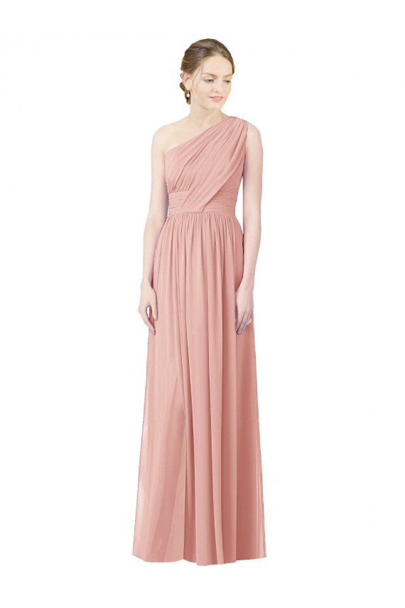 Billigste A-Linien Eine-Schulter Chiffon Lange Brautjungfernkleider