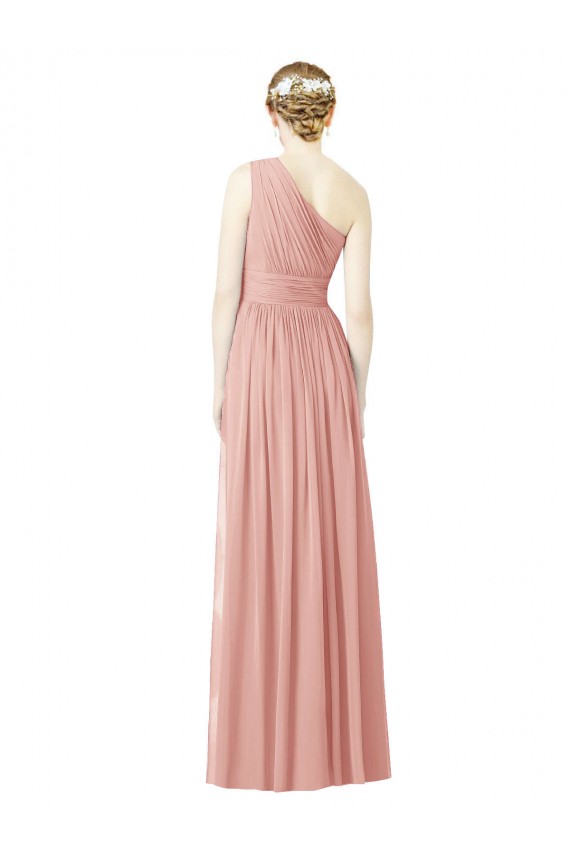 Billigste A-Linien Eine-Schulter Chiffon Lange Brautjungfernkleider