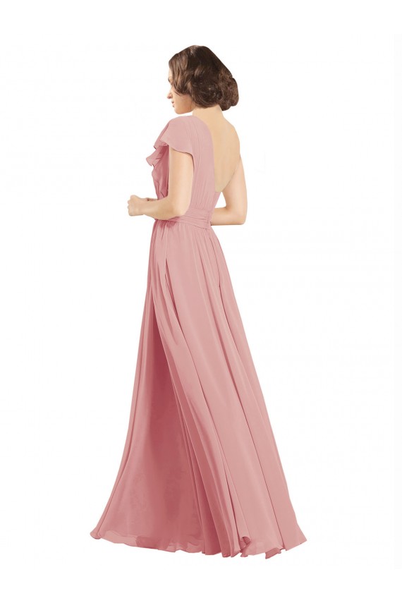 Billigste A-Linien Eine-Schulter Chiffon Lange Brautjungfernkleider