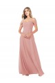 Billigste A-Linien Off-Schulter Chiffon Lange Brautjungfernkleider
