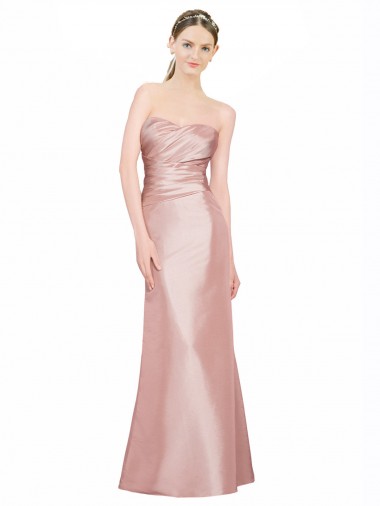 Billigste A-Linien Trägerlos Stretch-Satin Lange Formale Brautjungfernkleider / Abendkleider / Abiballkleider