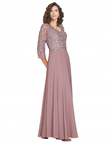 Billigste A-Linien V-Ausschnitt Chiffon Lange Brautjungfernkleider / Abiballkleider