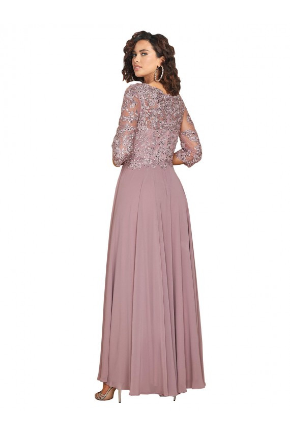 Billigste A-Linien V-Ausschnitt Chiffon Lange Brautjungfernkleider / Abiballkleider