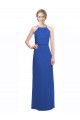 Billigste Blau 135 A-Linien Spaghetti-Träger Chiffon Lange Brautjungfernkleider