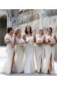 Billigste Champagner A-Linien V-Ausschnitt Chiffon Lange Brautjungfernkleider