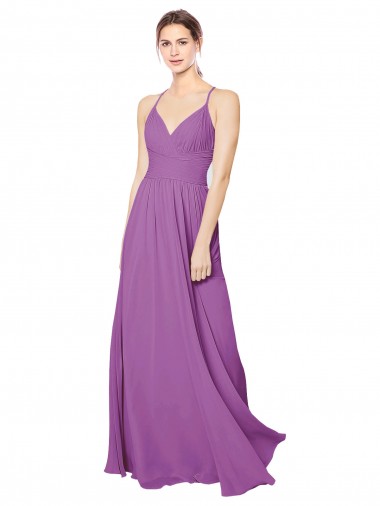 Billigste Dahlie A-Linien Chiffon Lange Brautjungfernkleider