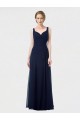 Billigste Dunkelmarine A-Linien Chiffon Lange Brautjungfernkleider
