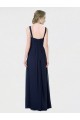 Billigste Dunkelmarine A-Linien Chiffon Lange Brautjungfernkleider