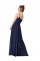 Billigste Dunkelmarine A-Linien Scoop Chiffon Spitze Lange Brautjungfernkleider