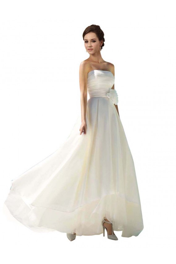 Billigste Elfenbein A-Linien Trägerlos Chiffon Brautkleider