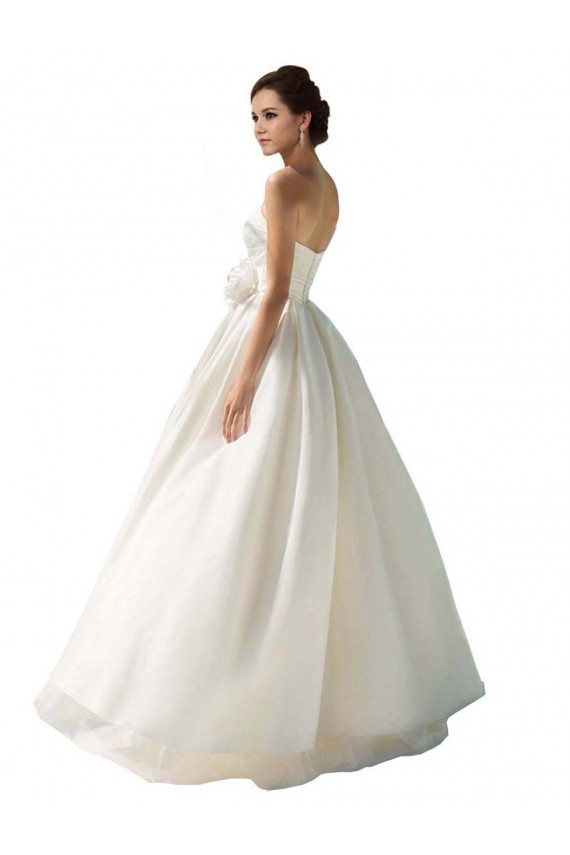 Billigste Elfenbein A-Linien Trägerlos Chiffon Brautkleider