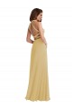 Billigste Gold A-Linien Neckholder Chiffon Lange Brautjungfernkleider