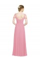 Billigste Hautrosa A-Linien Off-Schulter Chiffon Lange Brautjungfernkleider