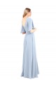 Billigste Helles Himmelblau A-Linien V-Ausschnitt Chiffon Lange Brautjungfernkleider