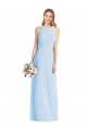 Billigste Helles Himmelblau Trompete Neckholder Chiffon Lange Brautjungfernkleider