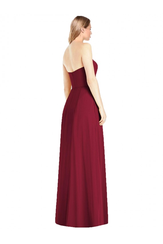 Billigste Hot Rosa Trompete V-Ausschnitt Trägerlos Chiffon Lange Brautjungfernkleider