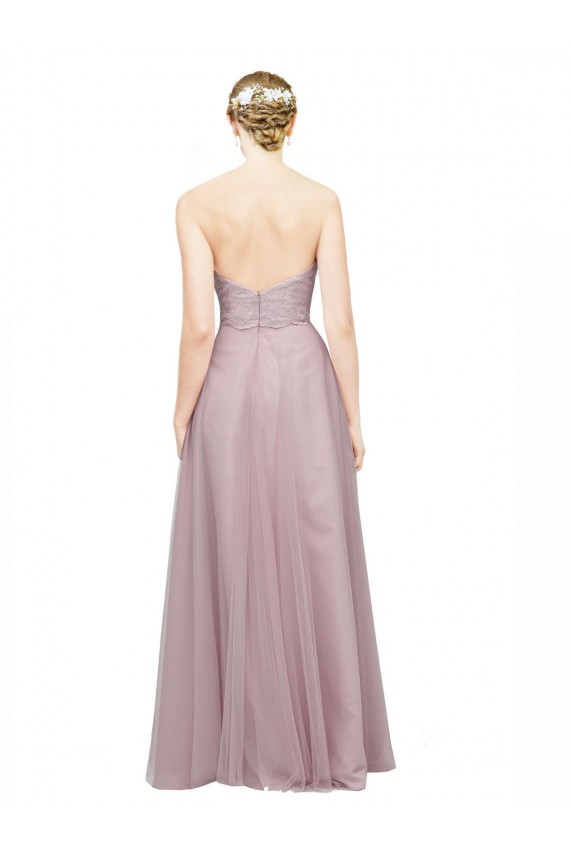 Billigste Light Lilac A-Linien Tüll Spitze Lange Brautjungfernkleider