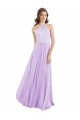Billigste Lila A-Linien Neckholder Chiffon Lange Brautjungfernkleider
