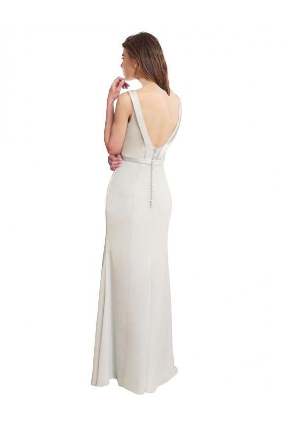 Billigste Meerjungfrau Bootshals Stehkragen Ausschnitt Chiffon Satin Lange Brautjungfernkleider