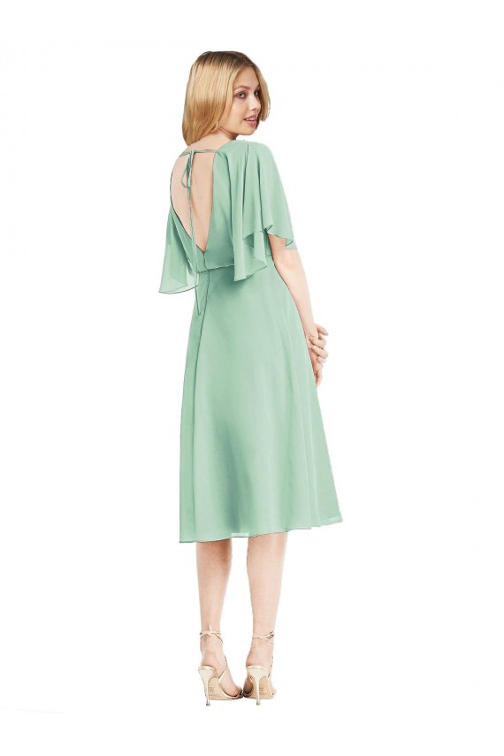 Billigste Minzgrün A-Linien Knielang Chiffon Kurze Brautjungfernkleider