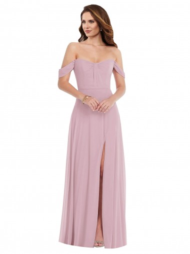 Billigste Primel A-Linien Chiffon Lange Brautjungfernkleider