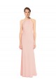 Billigste Rosa 114 A-Linien Spaghetti-Träger Neckholder Chiffon Lange Brautjungfernkleider