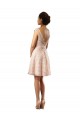 Billigste Rosa A-Linien Illusion Ausschnitt Knielang Chiffon Spitze Kurze Brautjungfernkleider