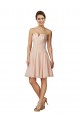 Billigste Rosa A-Linien Knielang Chiffon Spitze Kurze Brautjungfernkleider / Cocktailkleider