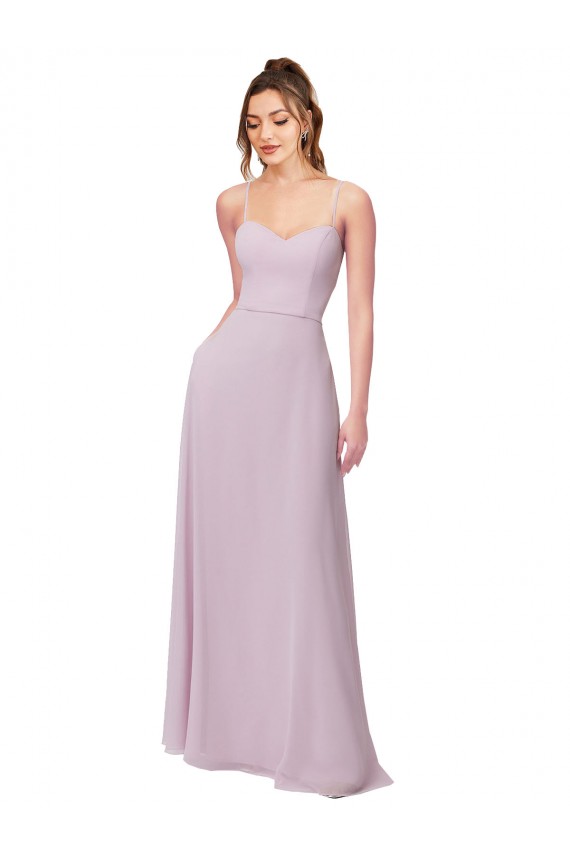 Billigste Rosa Leuchten A-Linien Chiffon Lange Brautjungfernkleider