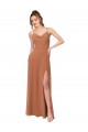 Billigste Rosenholz A-Linien Haube Ausschnitt Chiffon Lange Brautjungfernkleider