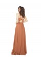 Billigste Rosenholz A-Linien V-Ausschnitt Chiffon Lange Brautjungfernkleider