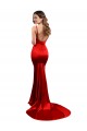 Billigste Rot Meerjungfrau Stretch-Satin Lange Formale Brautjungfernkleider / Abendkleider / Abiballkleider