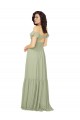 Billigste Safran A-Linien V-Ausschnitt Chiffon Lange Brautjungfernkleider