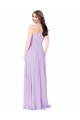 Billigste Safran A-Linien V-Ausschnitt Chiffon Lange Brautjungfernkleider