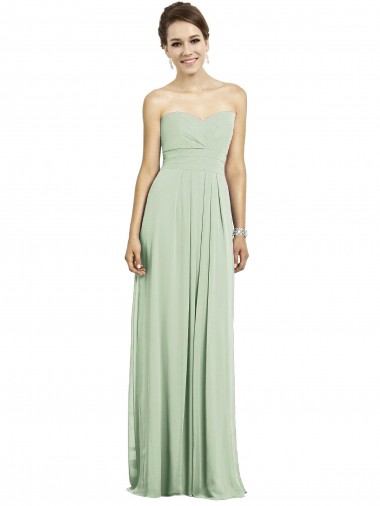 Billigste Salbeigrün A-Linien Chiffon Lange Brautjungfernkleider