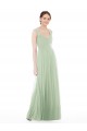 Billigste Salbeigrün A-Linien Chiffon Lange Brautjungfernkleider