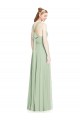 Billigste Salbeigrün A-Linien Neckholder Chiffon Lange Brautjungfernkleider
