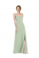 Billigste Salbeigrün A-Linien Scoop Chiffon Lange Brautjungfernkleider