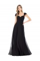 Billigste Schwarz A-Linien Chiffon Lange Brautjungfernkleider
