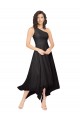 Billigste Schwarz A-Linien Eine-Schulter Trägerlos Midi Chiffon Kurze Brautjungfernkleider / Cocktailkleider / Heimkehr Kleider