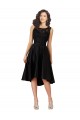 Billigste Schwarz A-Linien Illusion Ausschnitt Midi Satin Spitze Kurze Brautjungfernkleider / Cocktailkleider / Heimkehr Kleider