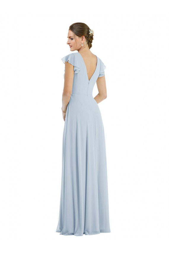 Billigste Seeglas A-Linien Chiffon Lange Formale Brautjungfernkleider / Abendkleider