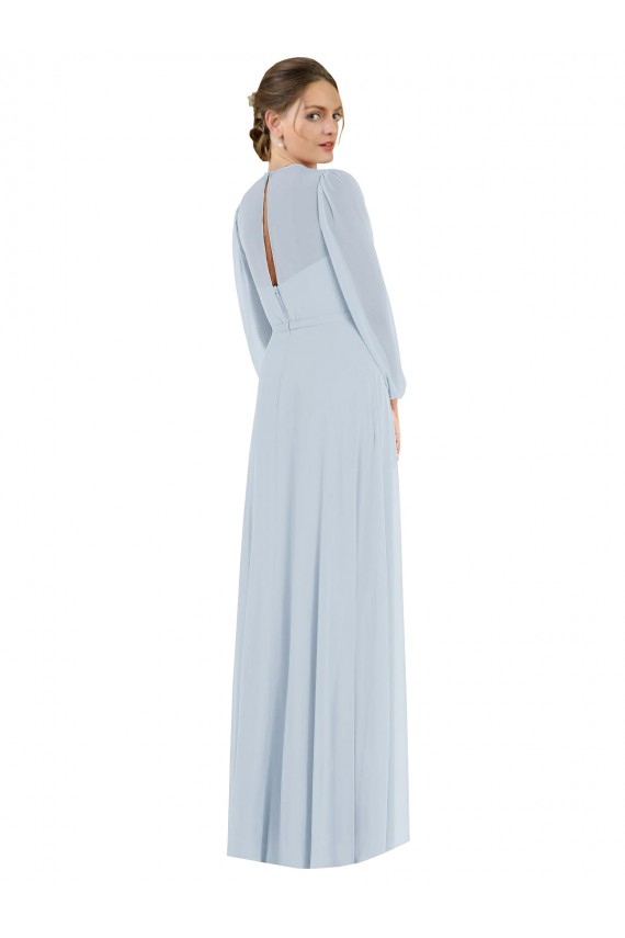 Billigste Seeglas A-Linien Trägerlos Chiffon Lange Formale Brautjungfernkleider / Abendkleider