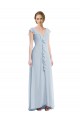 Billigste Seeglas A-Linien V-Ausschnitt Chiffon Lange Brautjungfernkleider