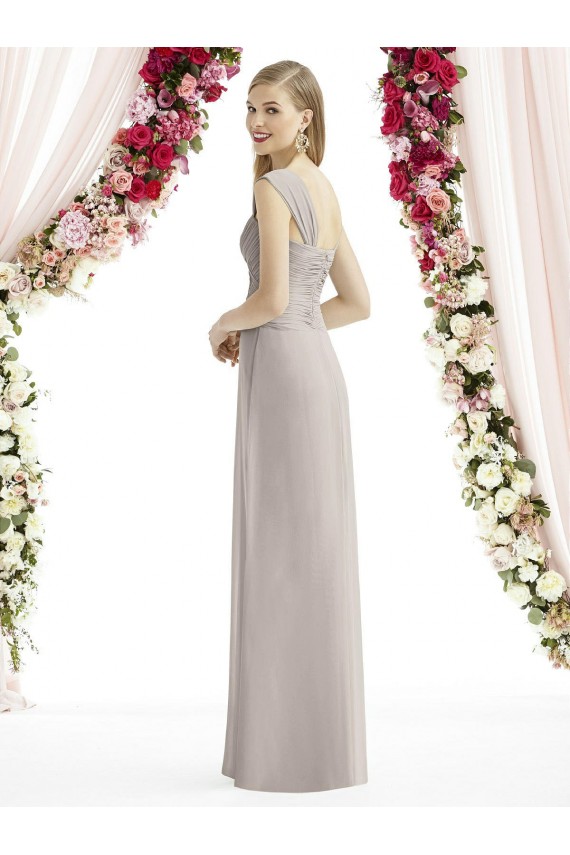 Billigste Silber A-Linien Chiffon Lange Brautjungfernkleider