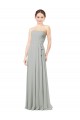 Billigste Silber A-Linien Chiffon Lange Brautjungfernkleider