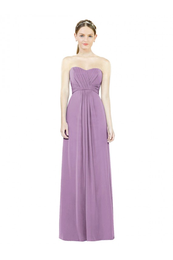 Billigste Staubiger Lavendel A-Linien Chiffon Lange Brautjungfernkleider