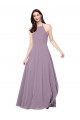 Billigste Staubiger Lavendel A-Linien Neckholder Chiffon Lange Brautjungfernkleider